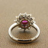 Ruby Diamond Sunburst Platinum Ring