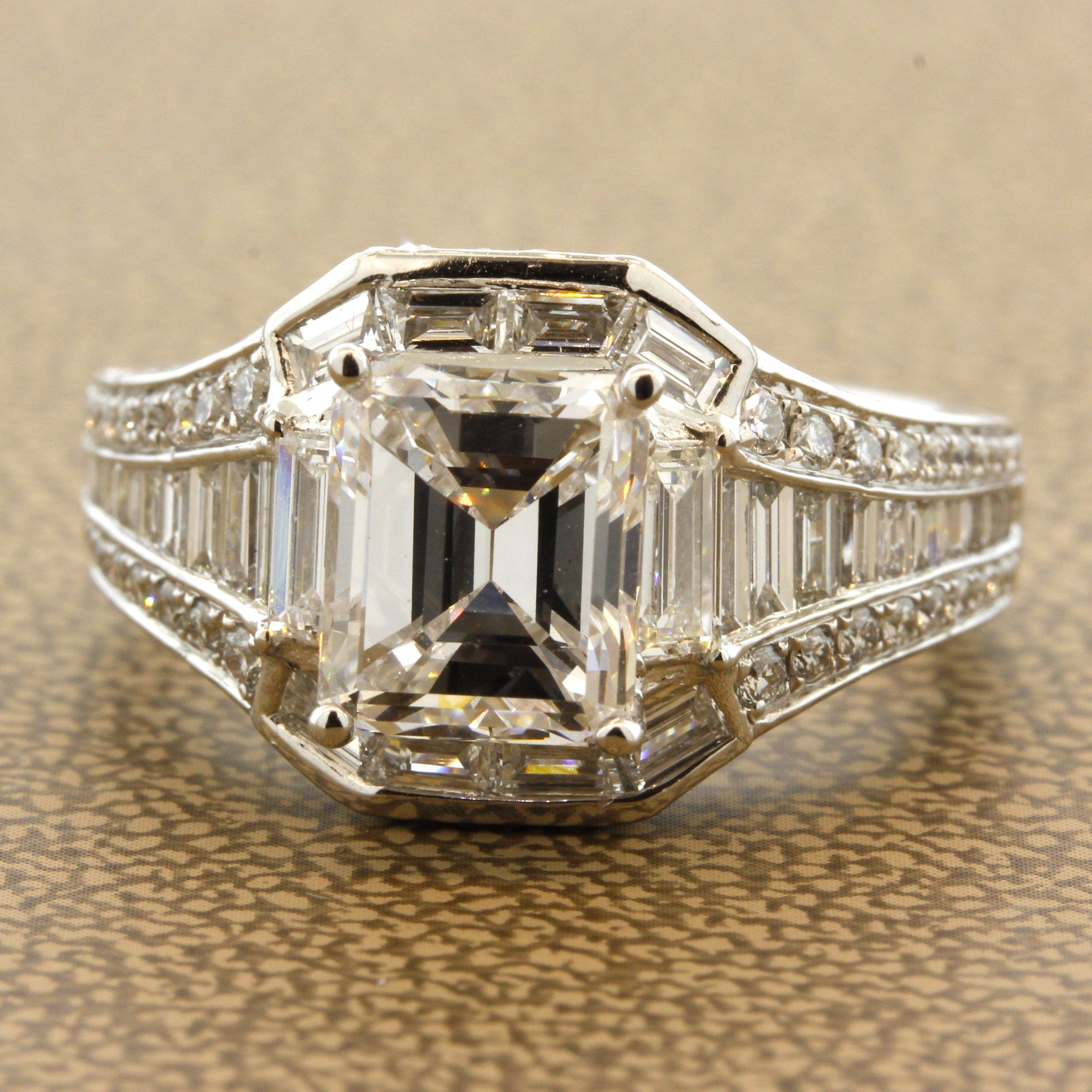 2.26 Carat Emerald-Cut Diamond Gold Engagement Ring, GIA Certified E-VS1