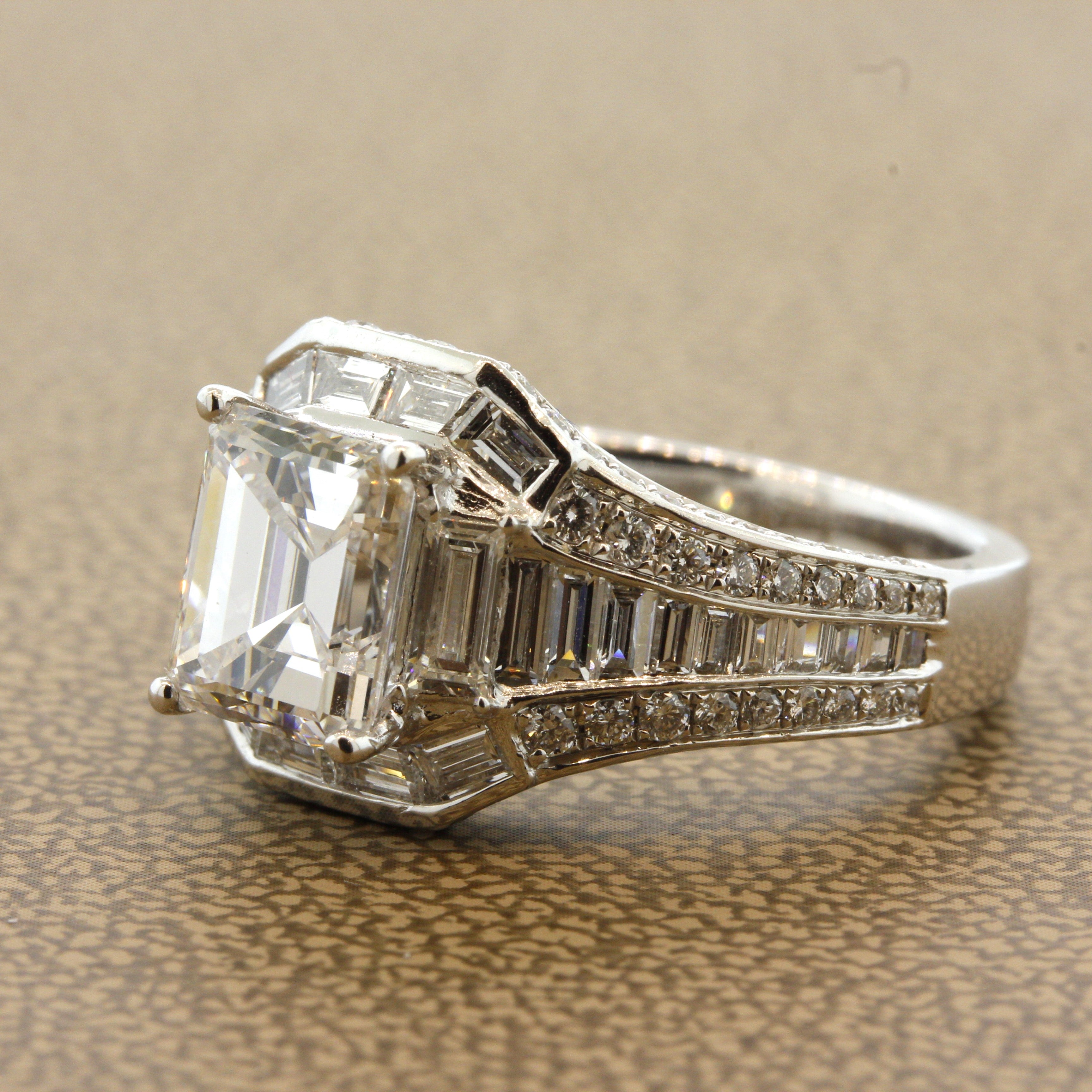 2.26 Carat Emerald-Cut Diamond Gold Engagement Ring, GIA Certified E-VS1