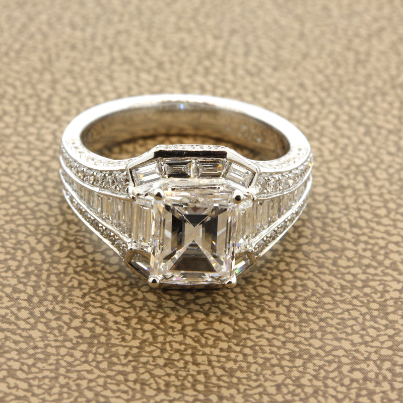 2.26 Carat Emerald-Cut Diamond Gold Engagement Ring, GIA Certified E-VS1