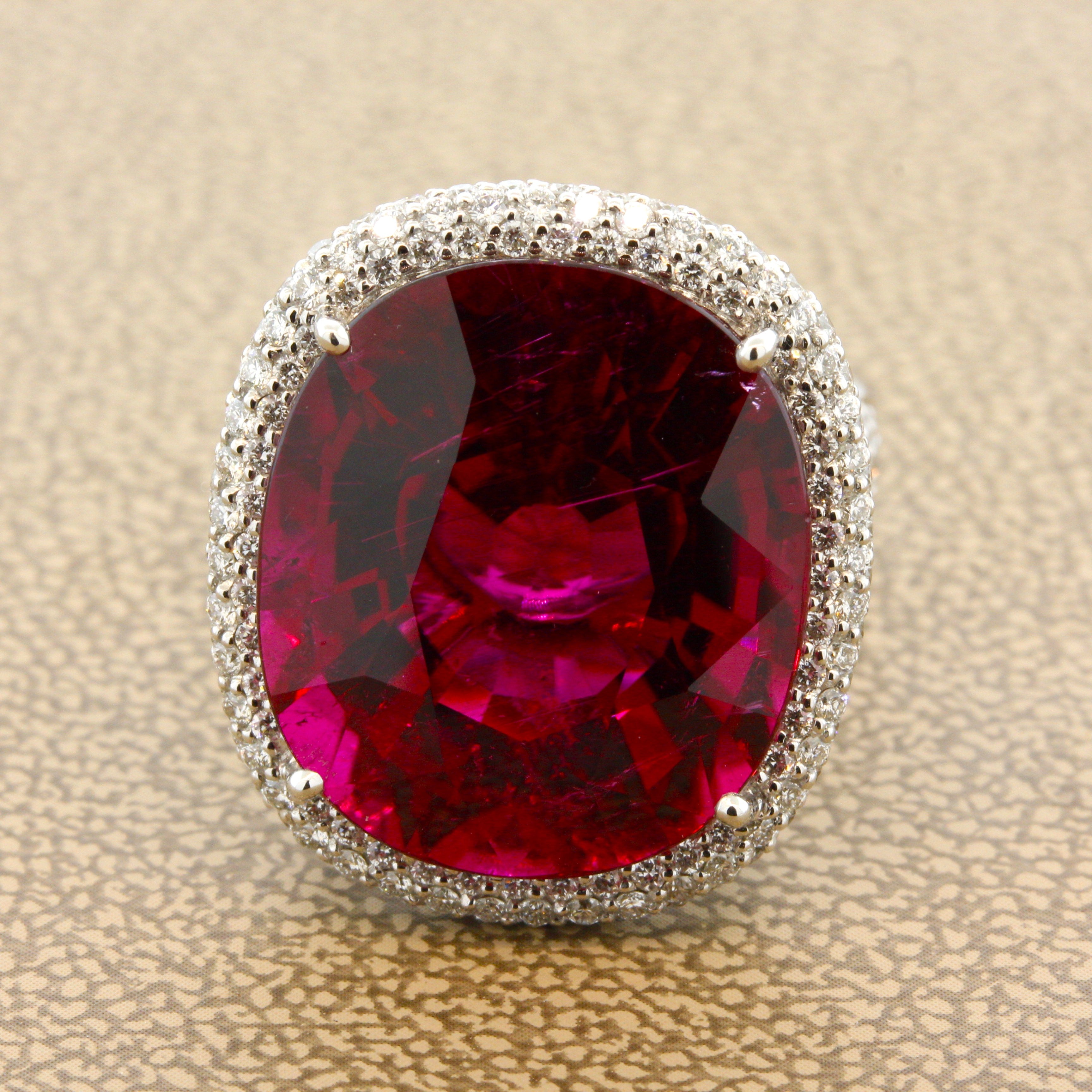 Magnificent Rubellite Tourmaline Diamond Gold Ring