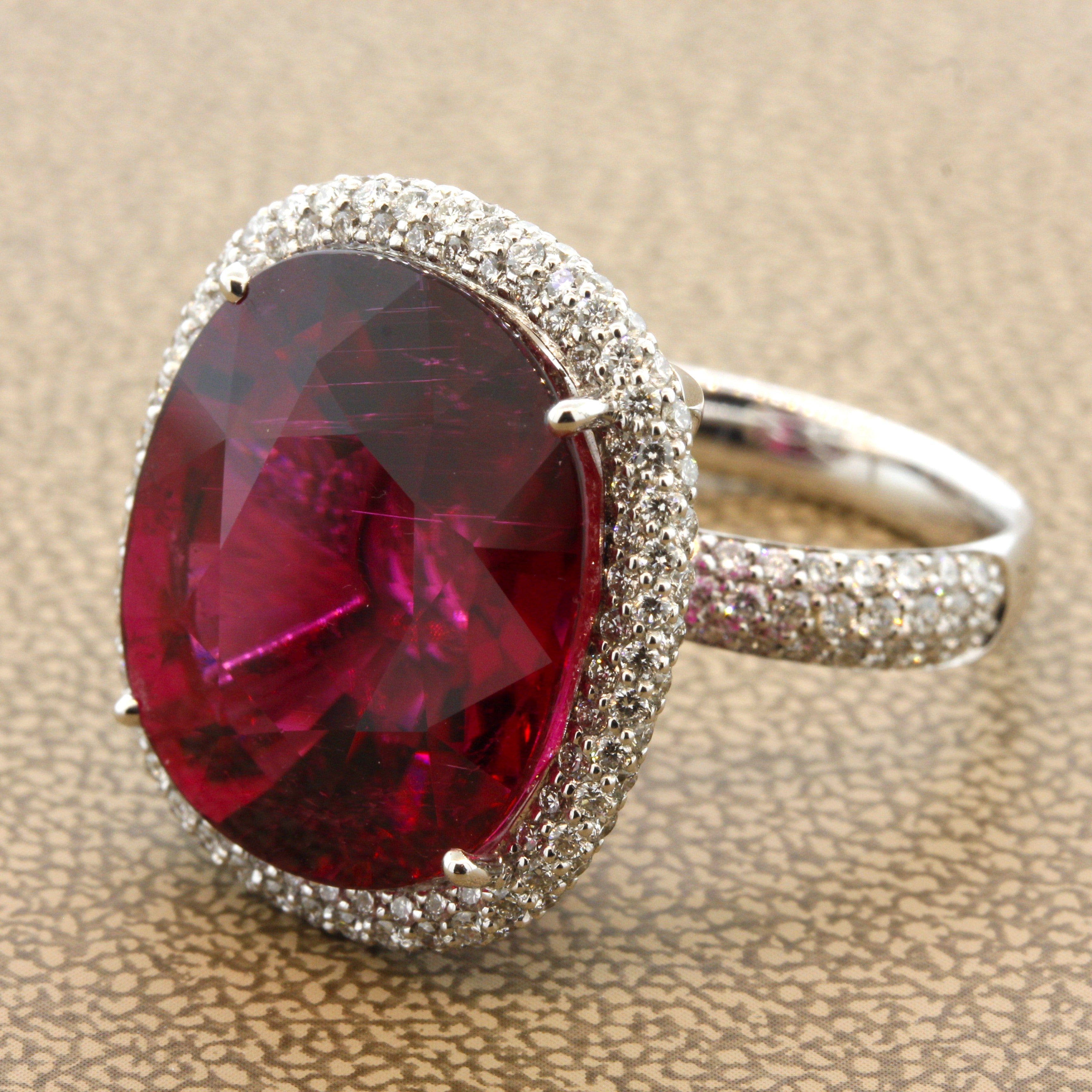 Magnificent Rubellite Tourmaline Diamond Gold Ring