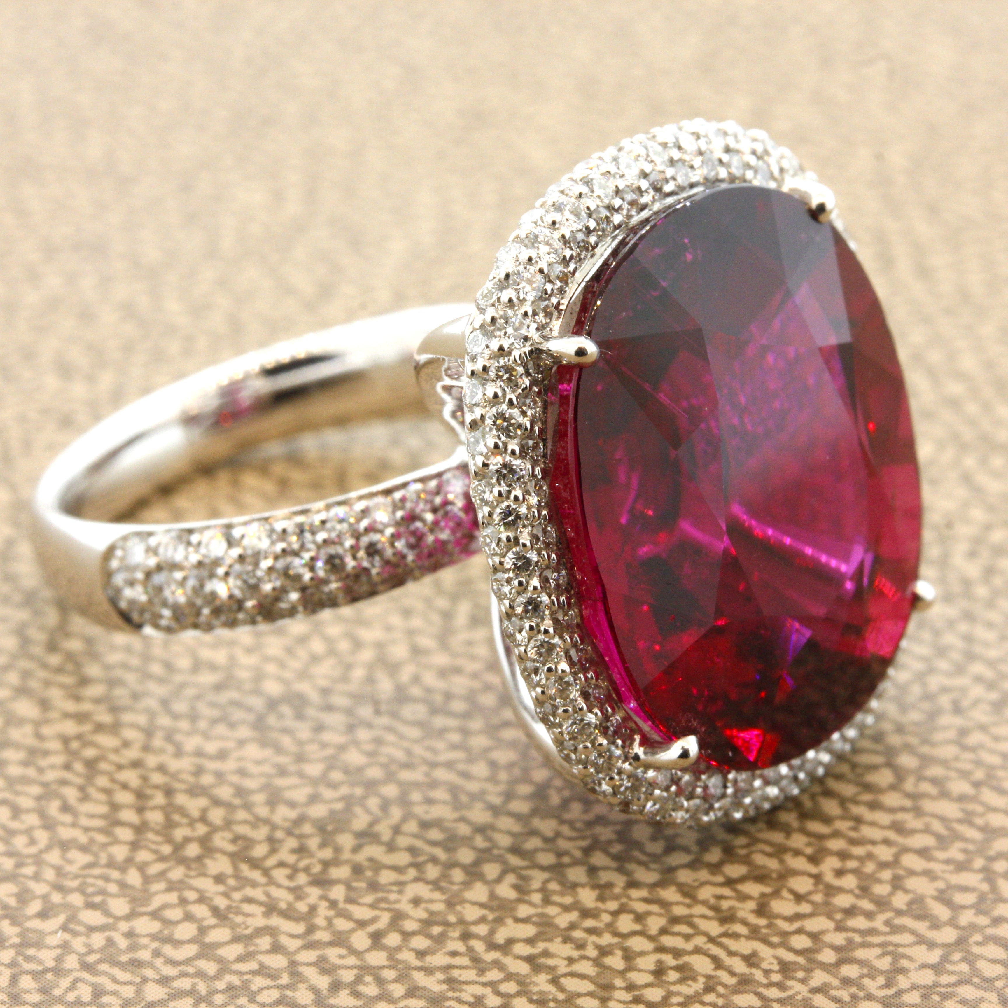 Magnificent Rubellite Tourmaline Diamond Gold Ring