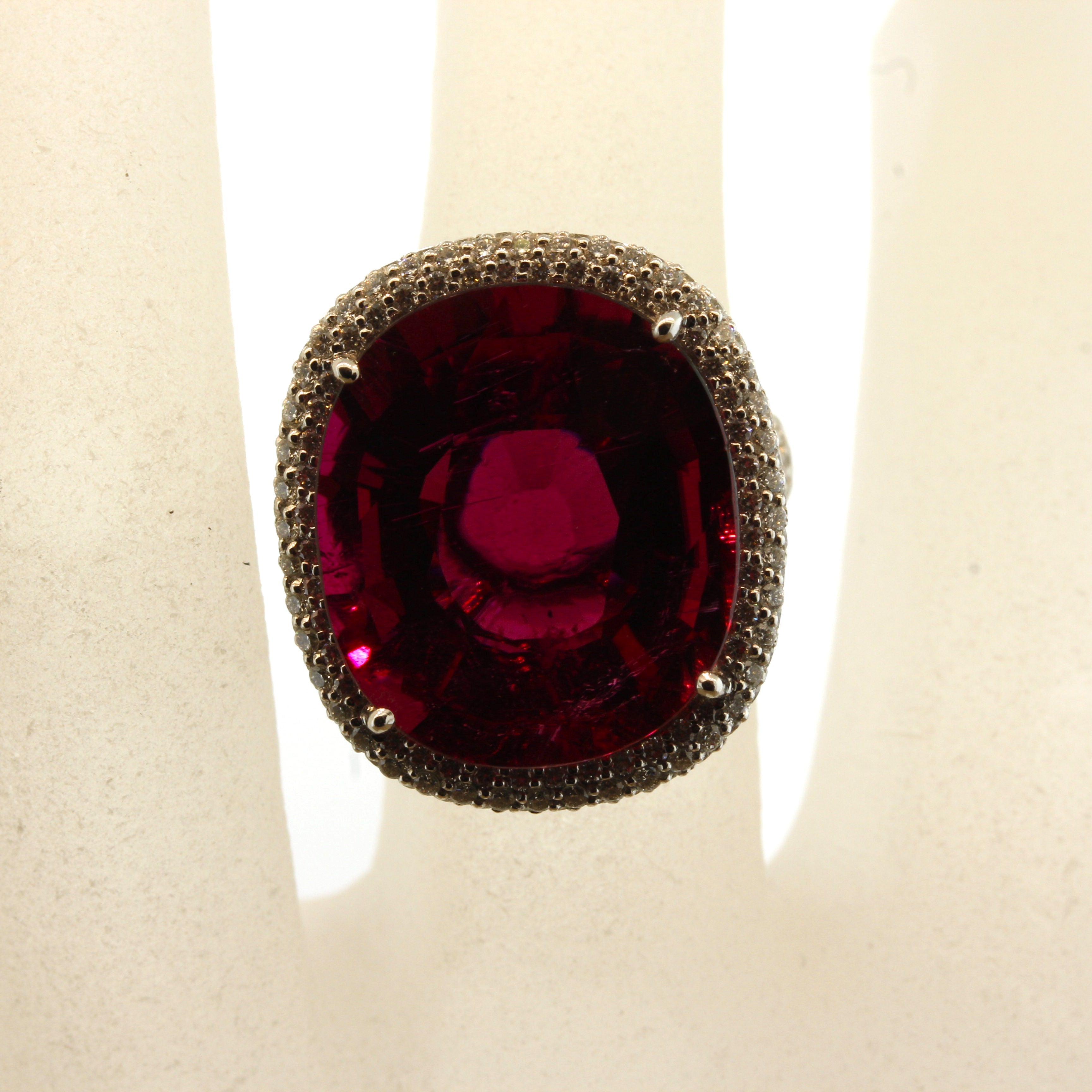 Magnificent Rubellite Tourmaline Diamond Gold Ring