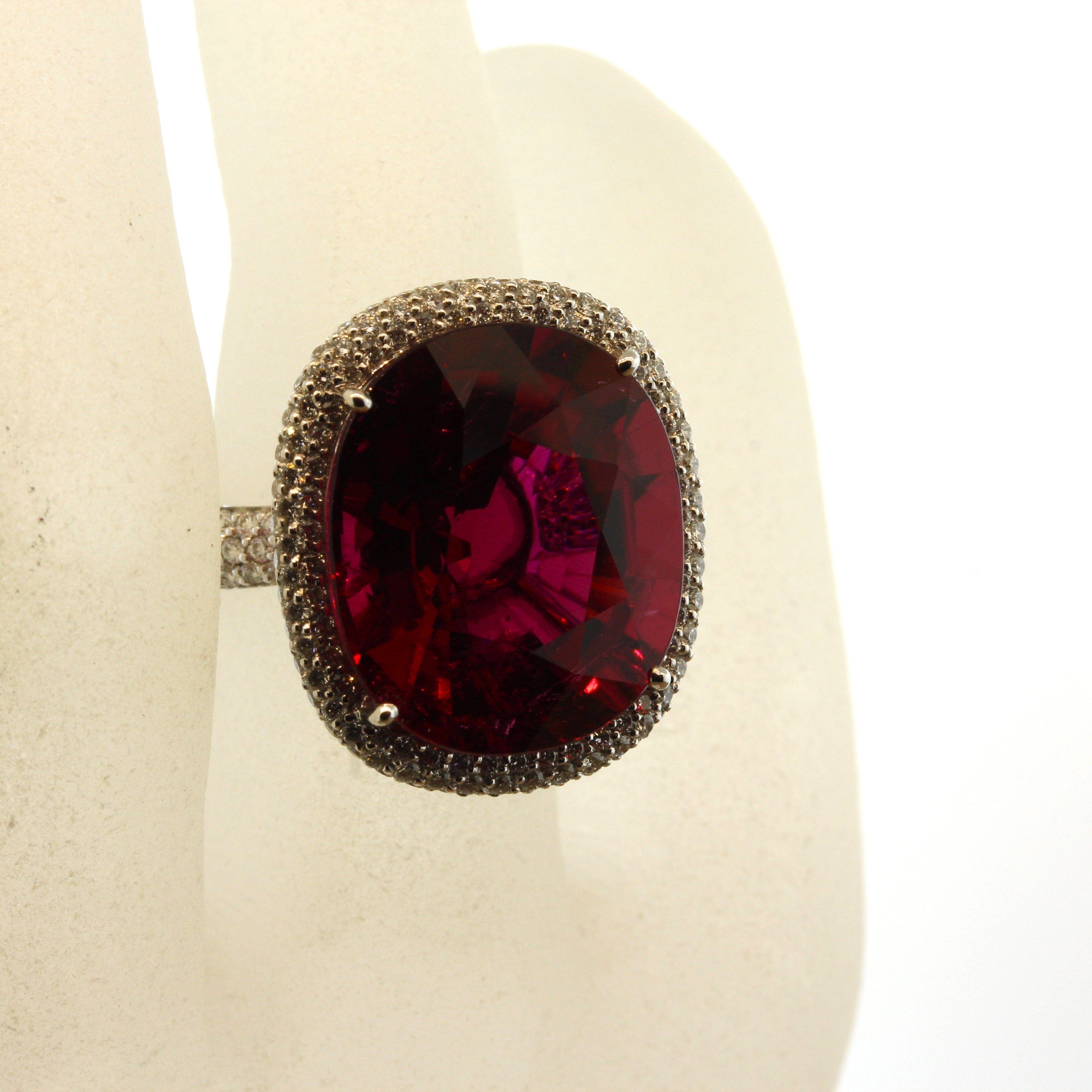 Magnificent Rubellite Tourmaline Diamond Gold Ring