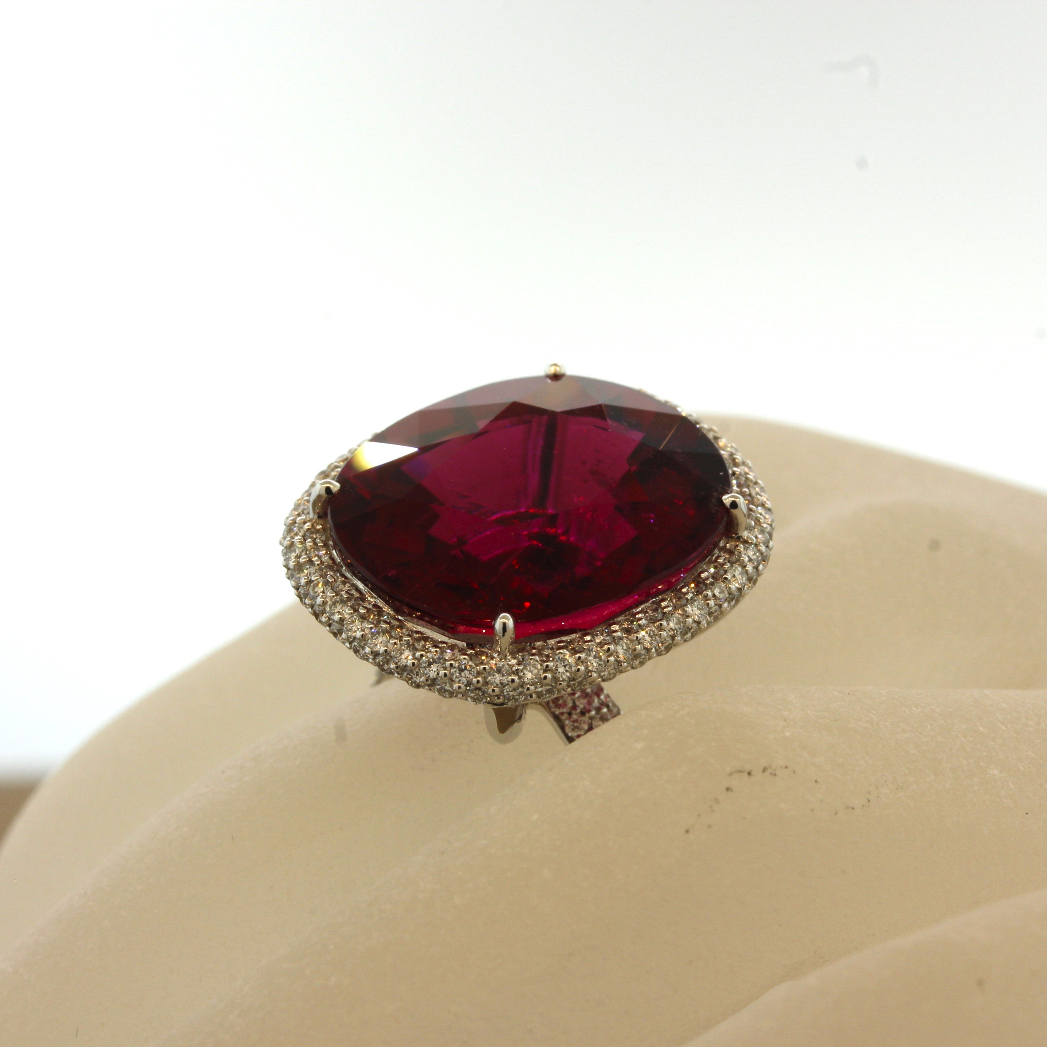 Magnificent Rubellite Tourmaline Diamond Gold Ring