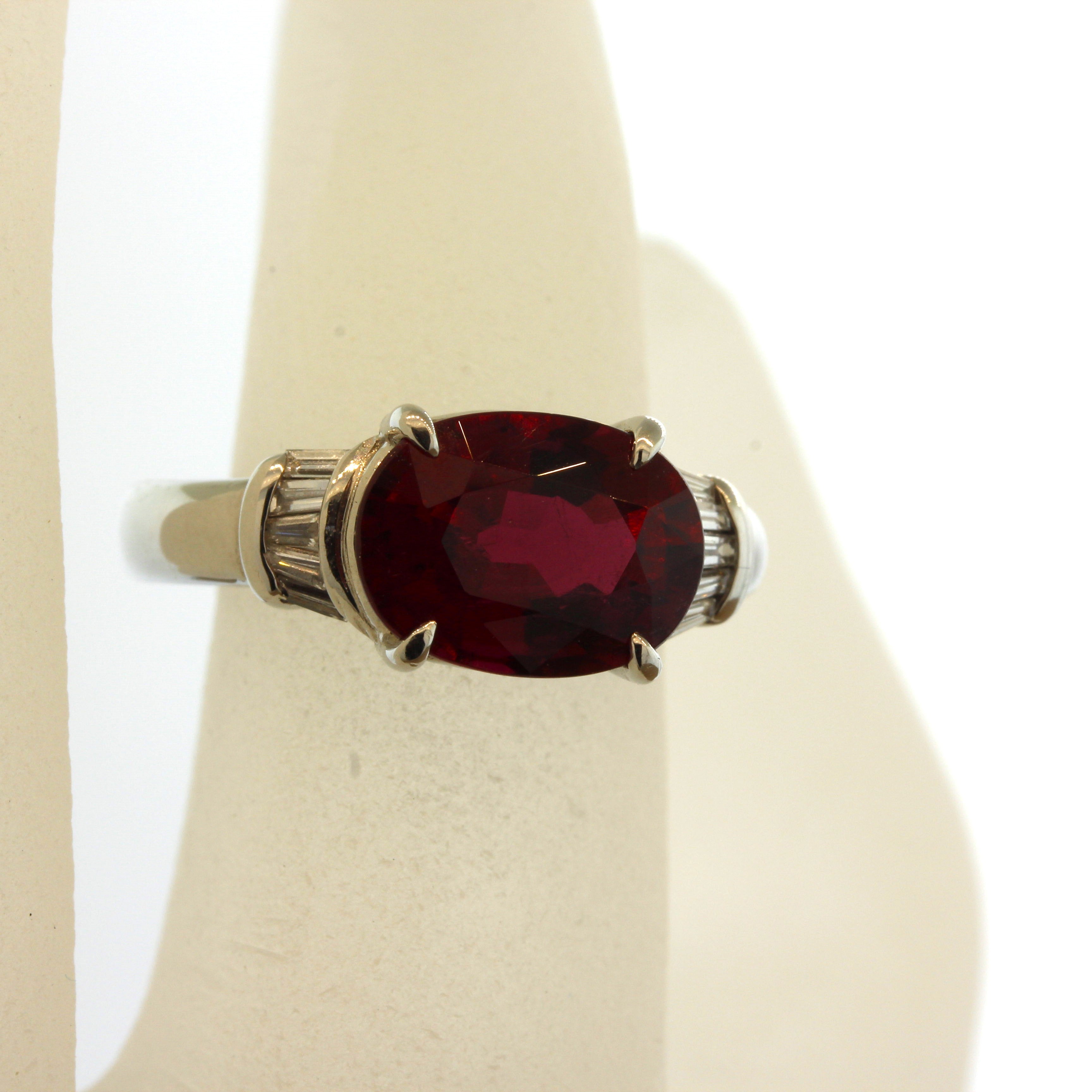 Gem Rubelite Tourmaline Diamond Platinum Ring