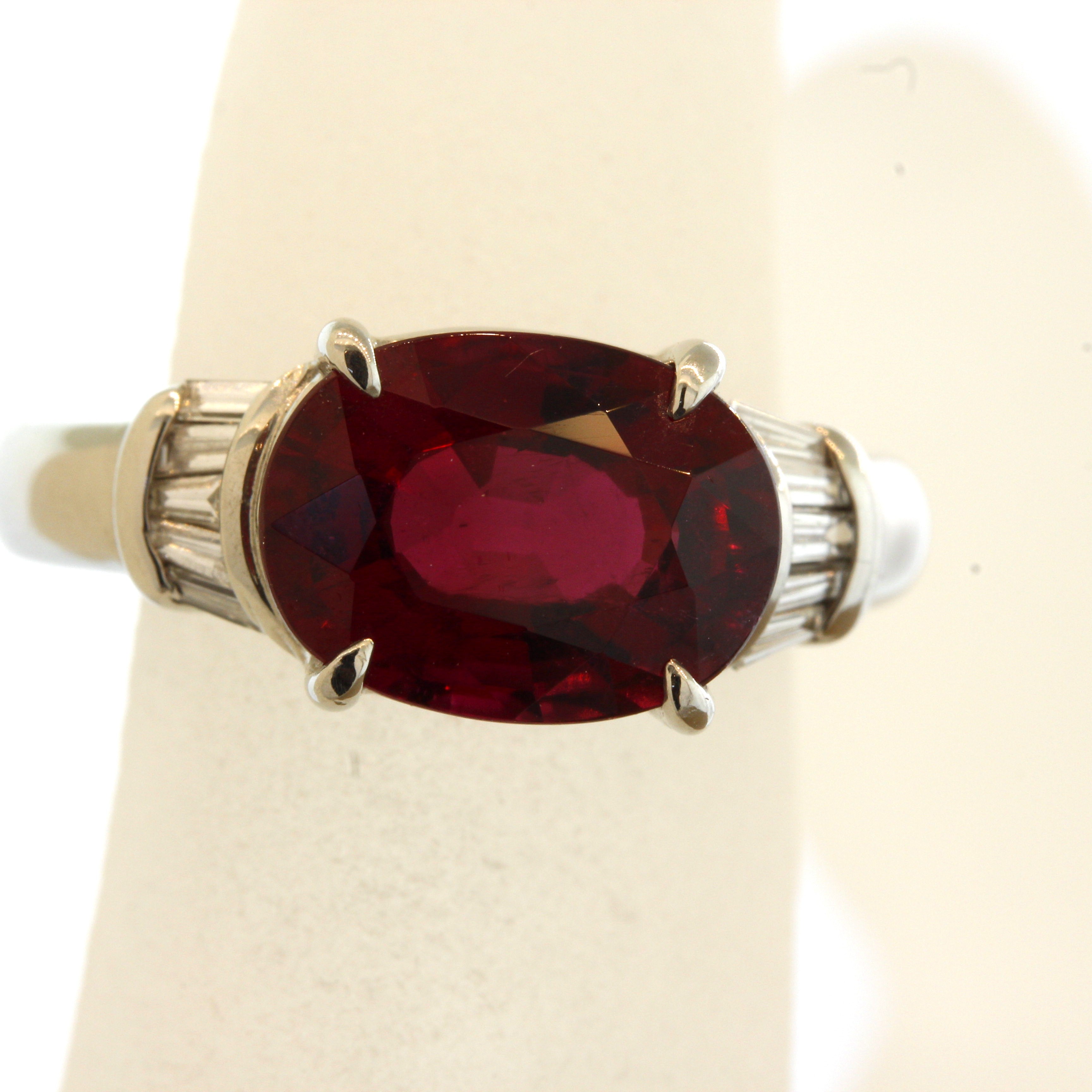 Gem Rubelite Tourmaline Diamond Platinum Ring