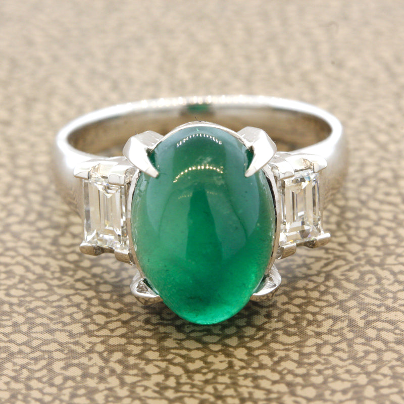 Three Stone 1.00 Square Cut Emerald & Diamond Ring in Platinum - Filigree  Jewelers