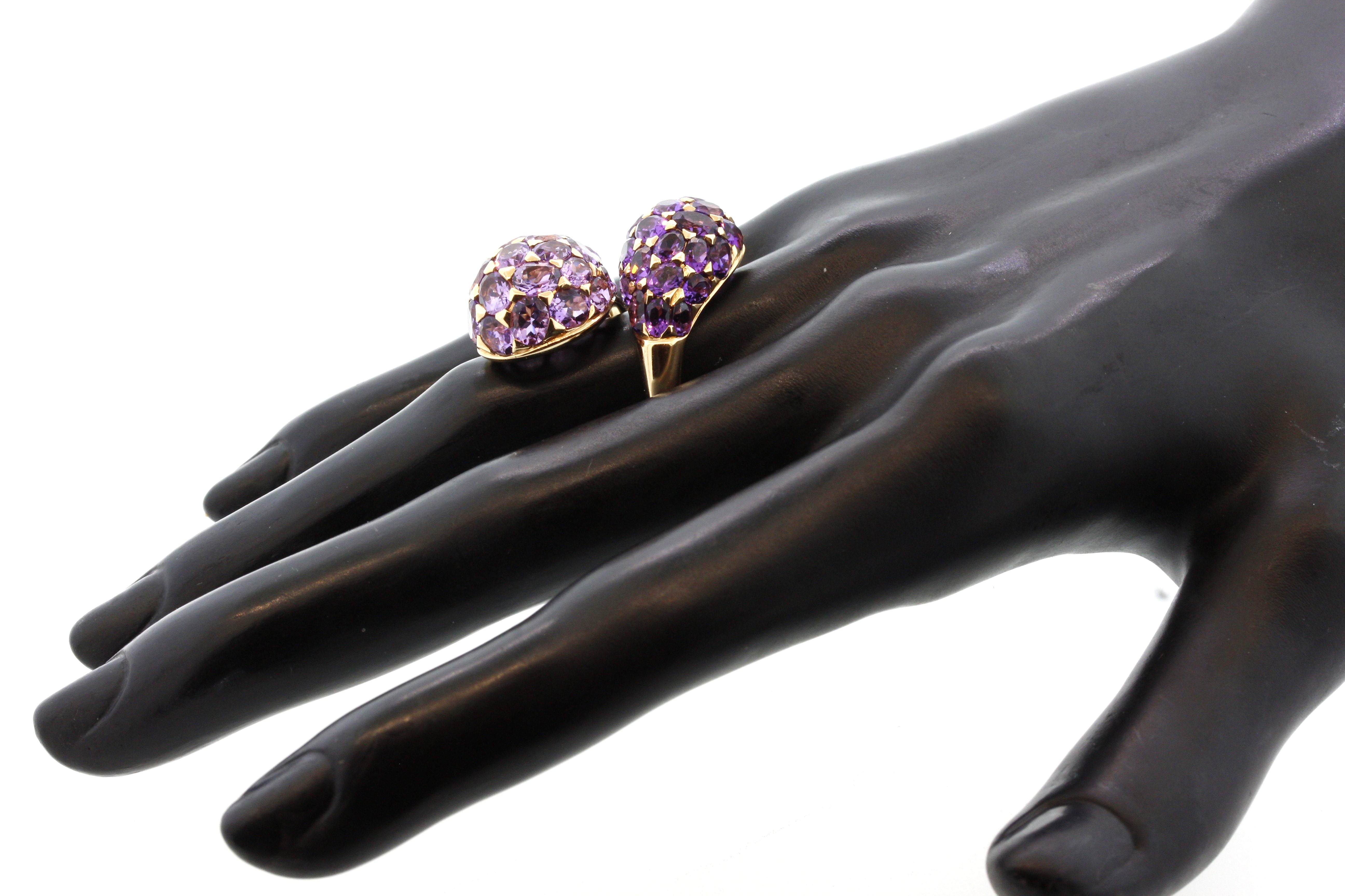 Modern Amethyst Gold Bypass Cocktail Ring