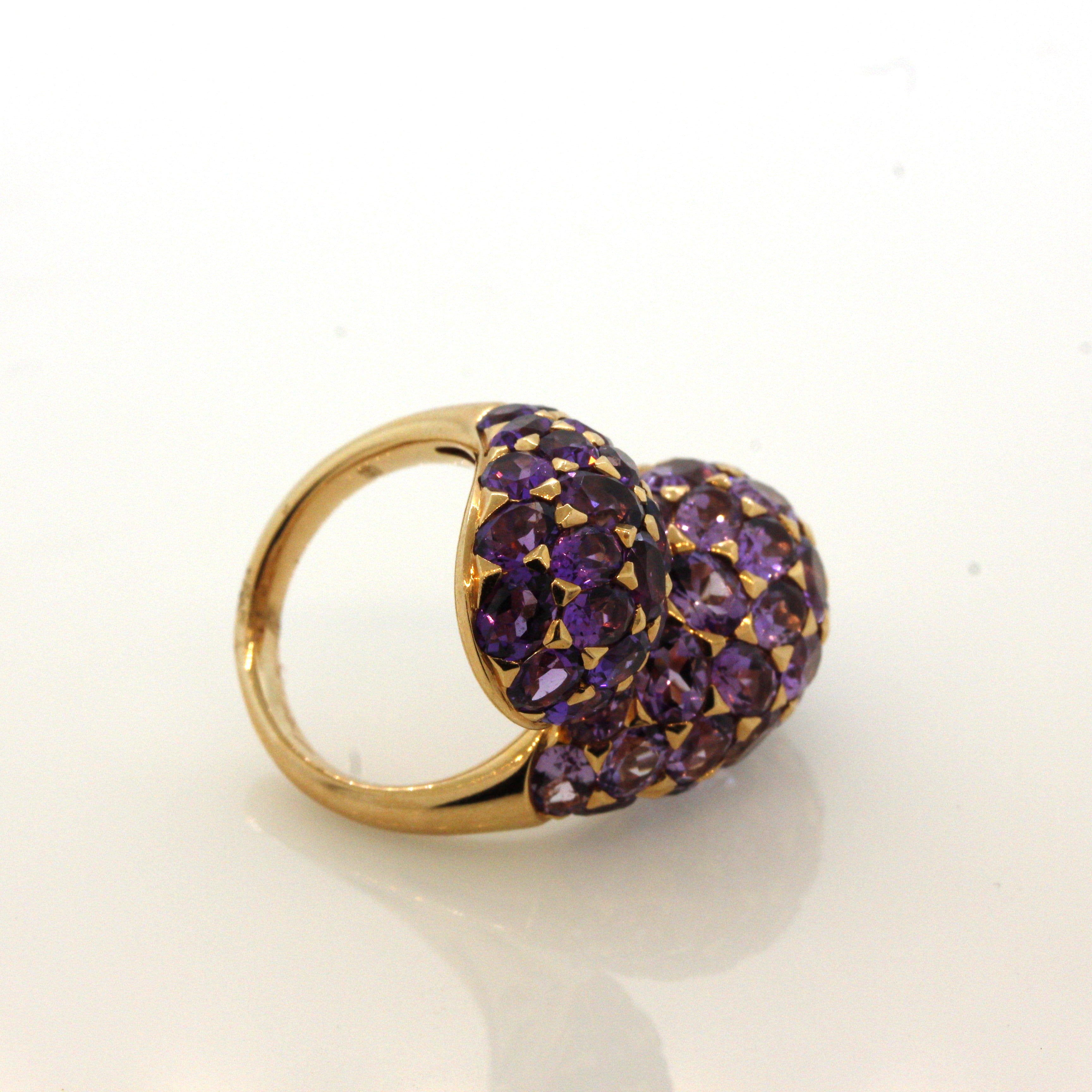 Modern Amethyst Gold Bypass Cocktail Ring