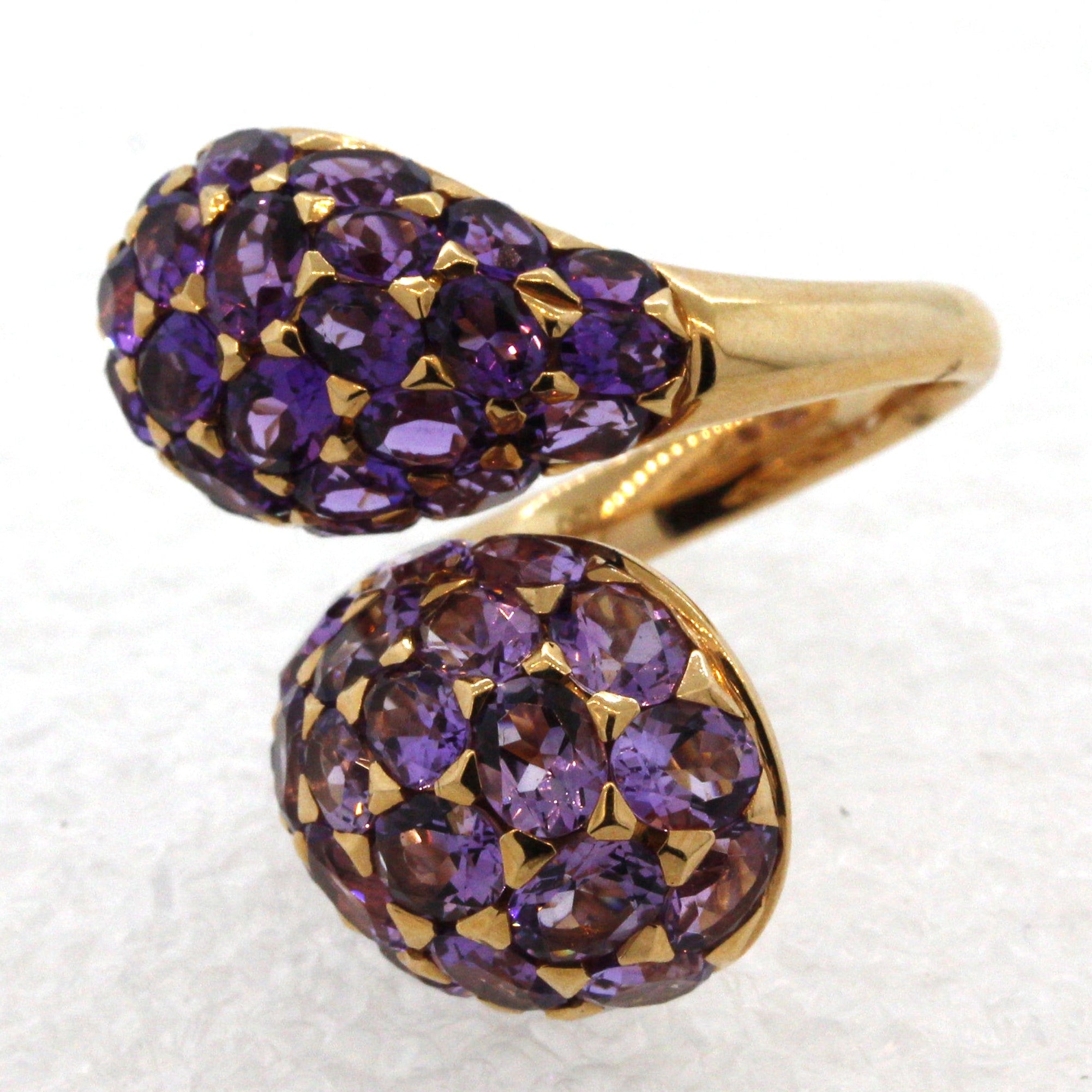 Modern Amethyst Gold Bypass Cocktail Ring