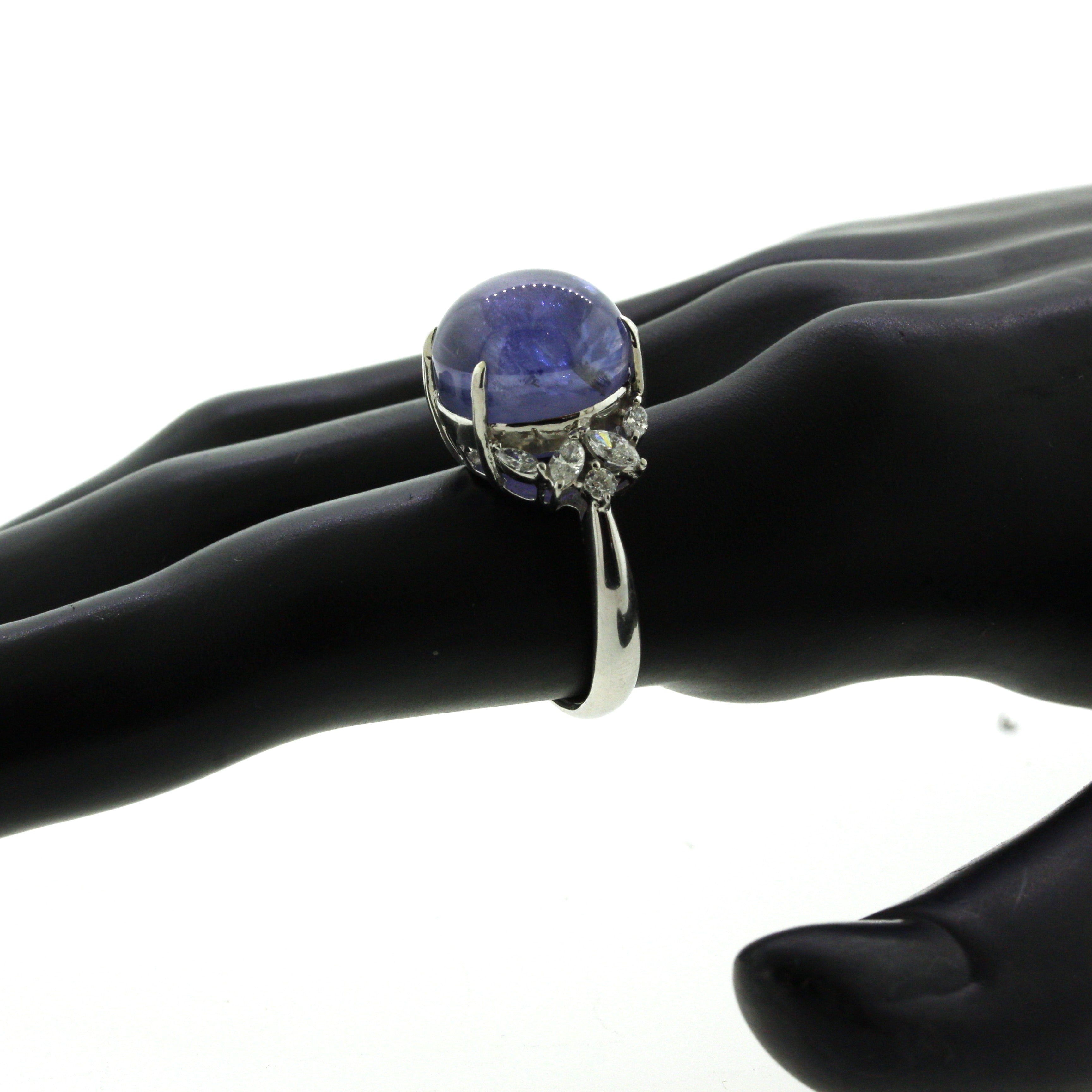 20.38 Carat Color-Change Star Sapphire Diamond Platinum Ring