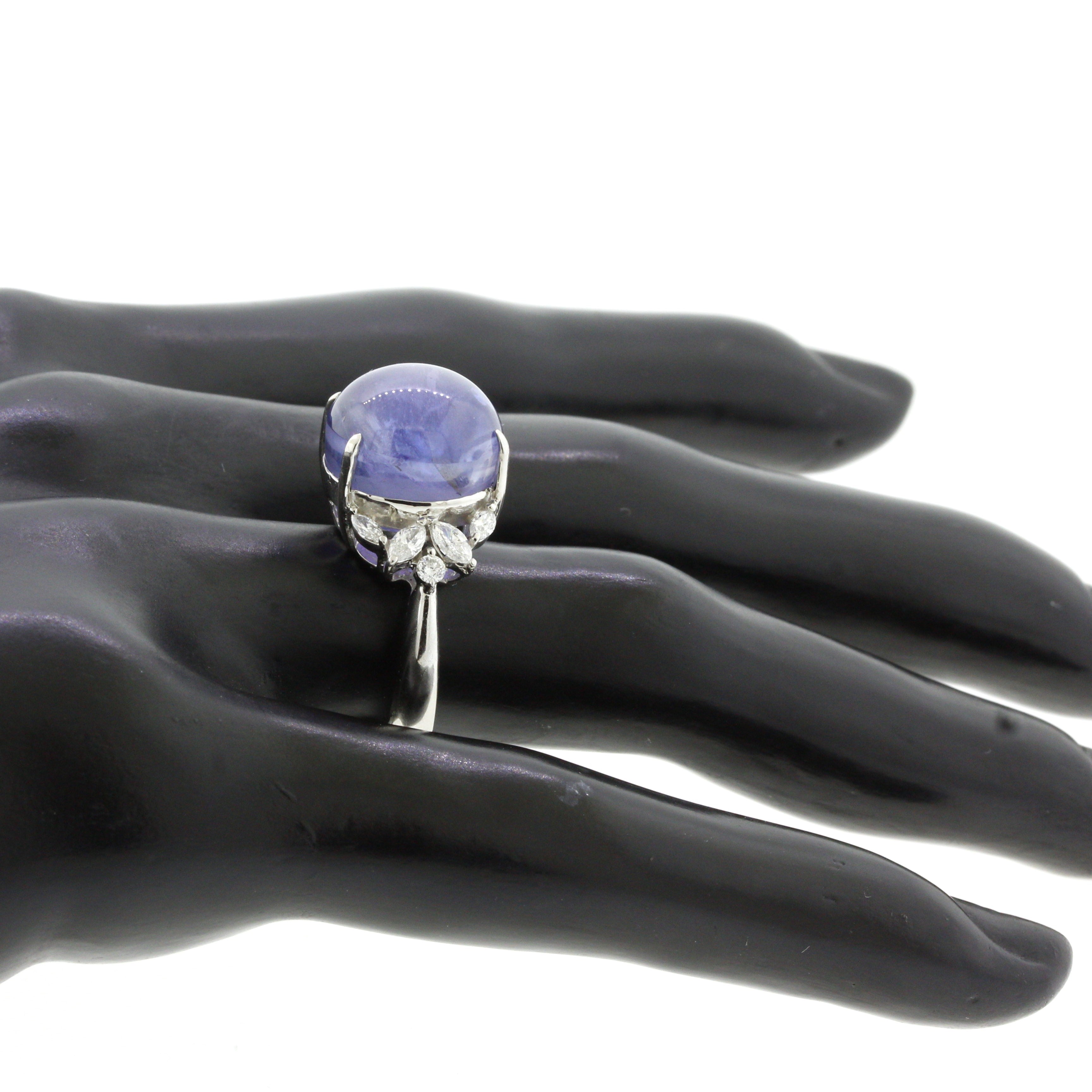 20.38 Carat Color-Change Star Sapphire Diamond Platinum Ring