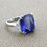 10.10 Carat Ceylon Sapphire Diamond 3-Stone Platinum Ring, GIA Certified