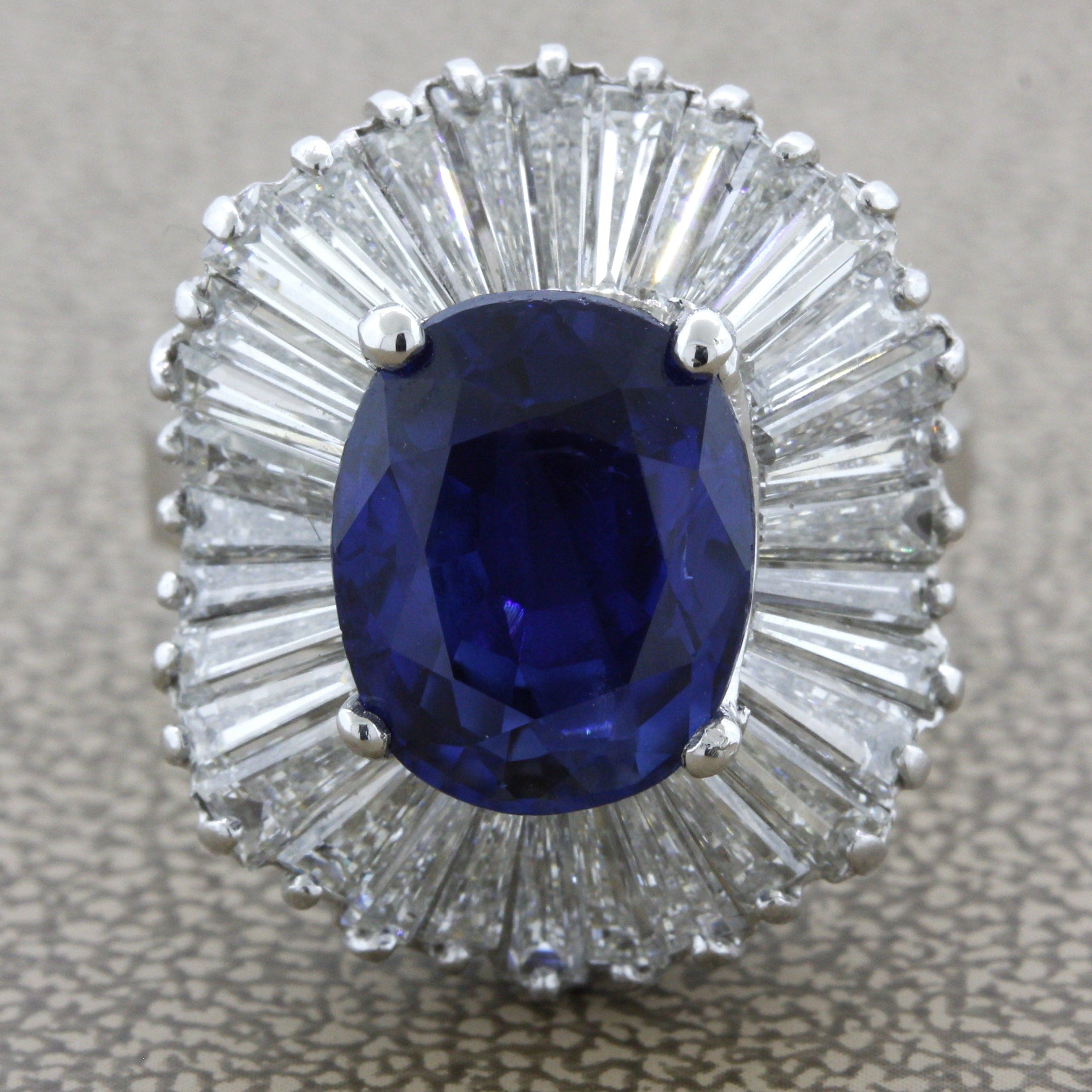 5.85 Carat Burmese Sapphire Diamond Platinum Ring, GIA Certified No-Heat