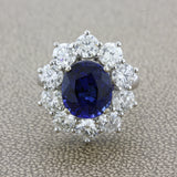 Princess Diana Style Sapphire Diamond Gold Engagement Ring, GIA Certified