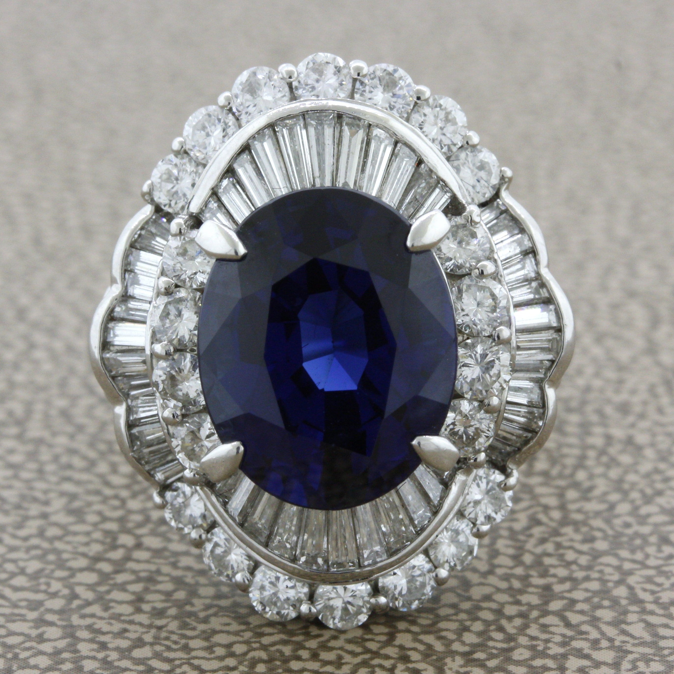 7.19 Carat No-Heat Sapphire Diamond Platinum Ring, GIA Certified