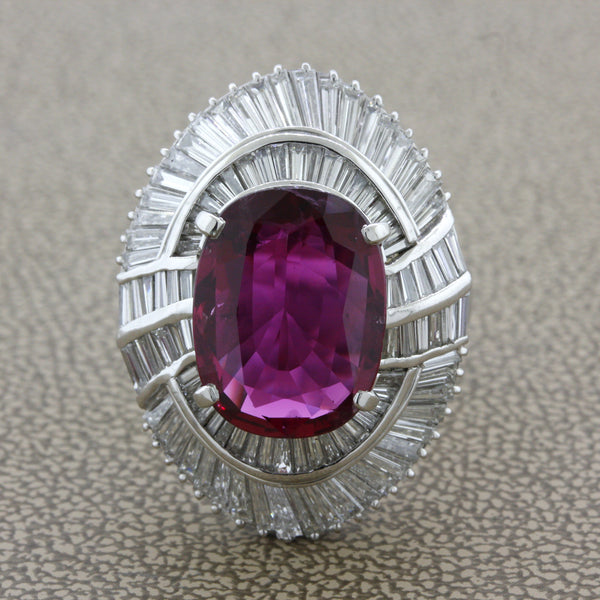 6.36 Carat Fine Ruby Diamond Platinum Cocktail Ring, AGL Certified<br data-mce-fragment="1">
