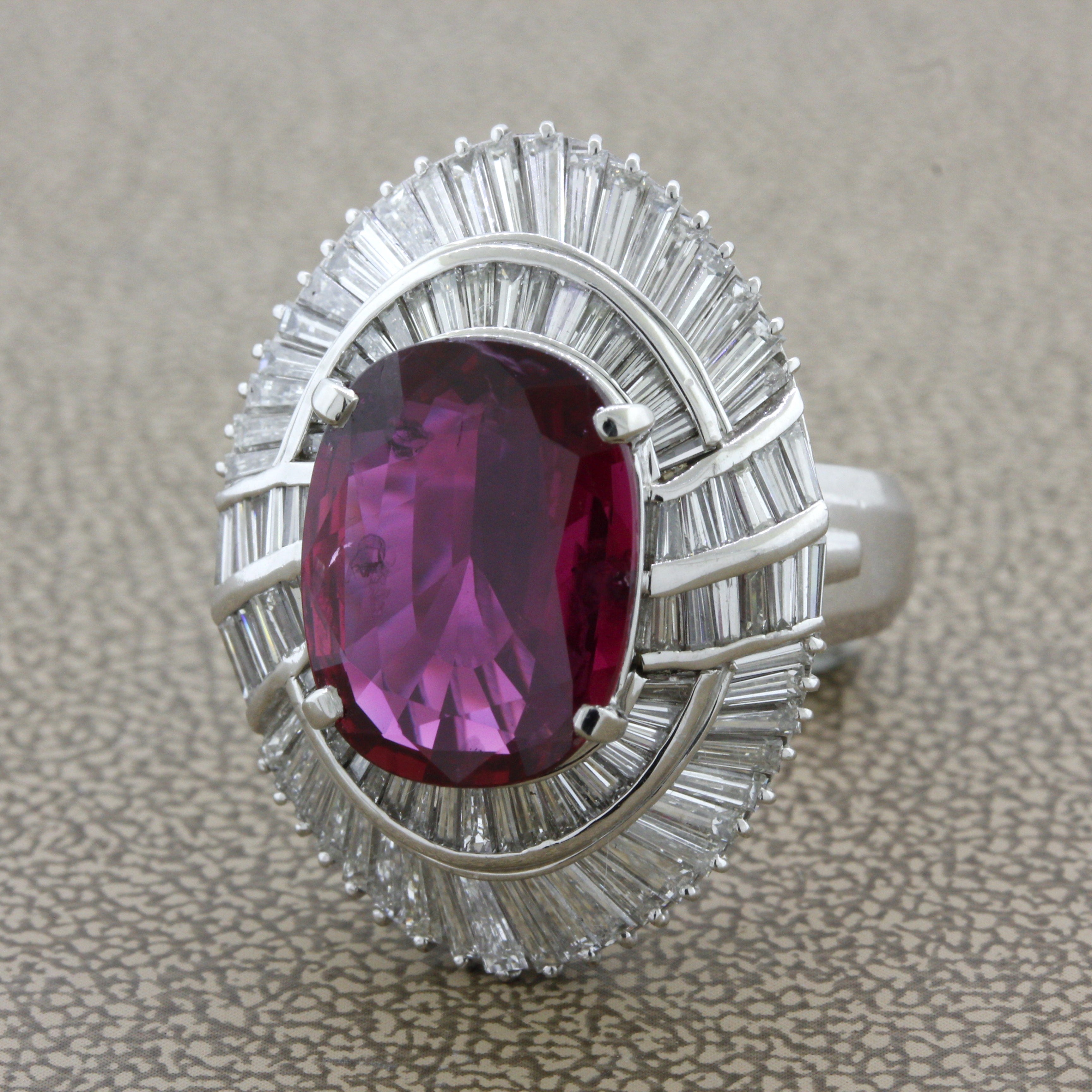 6.36 Carat Fine Ruby Diamond Platinum Cocktail Ring, AGL Certified<br data-mce-fragment="1">