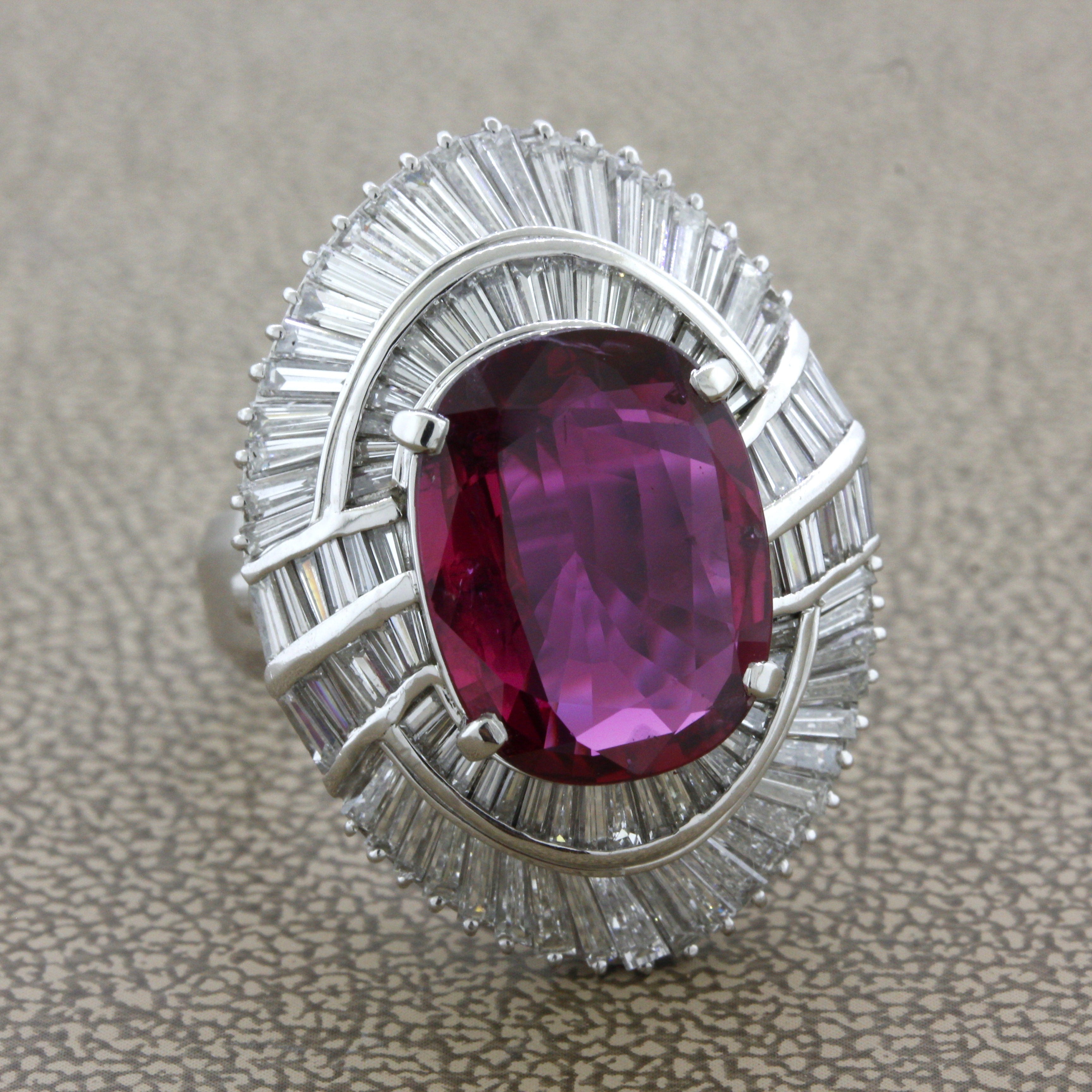 6.36 Carat Fine Ruby Diamond Platinum Cocktail Ring, AGL Certified<br data-mce-fragment="1">