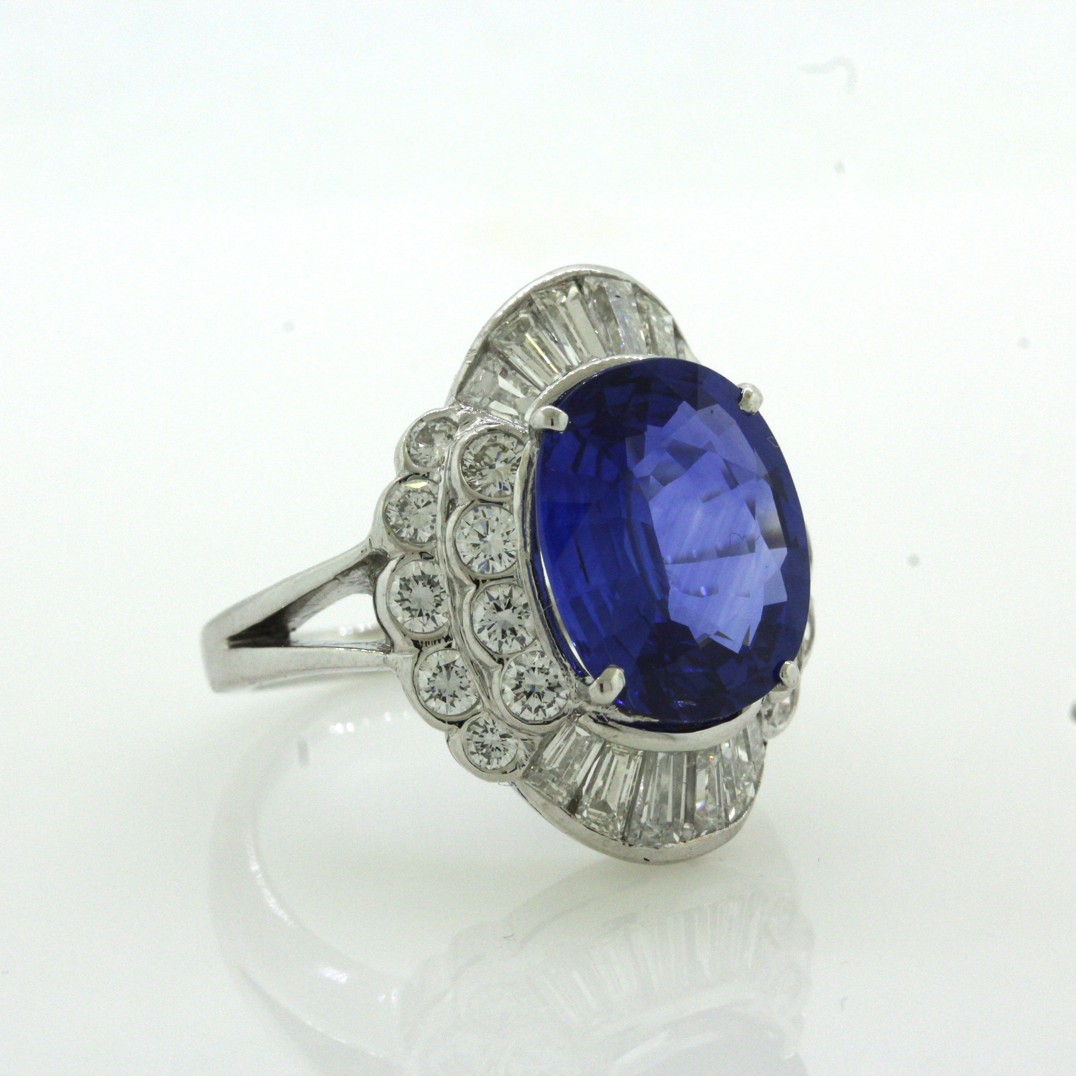 6.47 Carat Ceylon Sapphire Diamond Gold Ring, GIA Certified