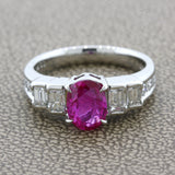 1.81 Carat No-Heat Burmese Ruby Diamond Platinum Ring, GIA Certified