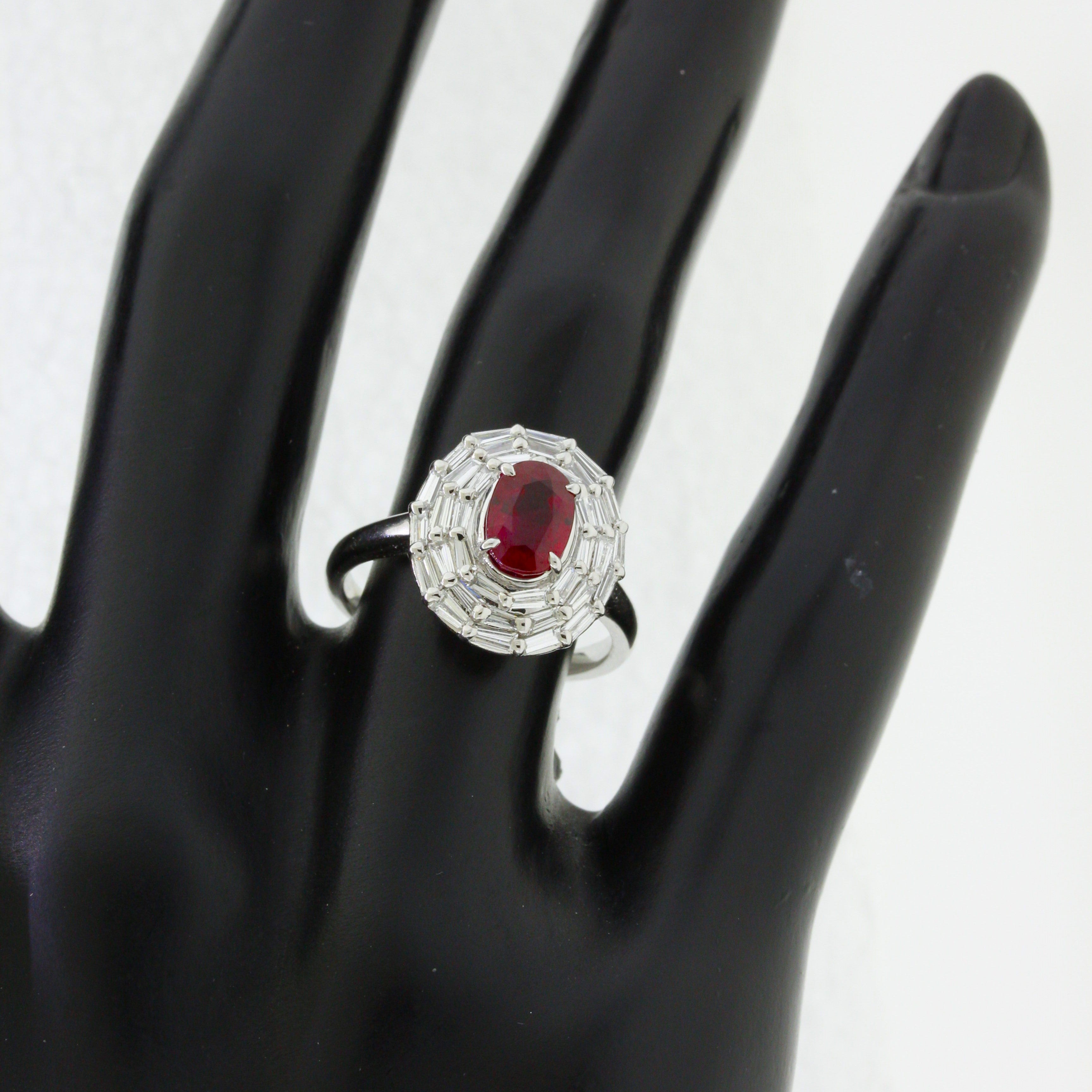 1.47 Carat Burmese “Pigeon Blood” Ruby Diamond Platinum Ring, GIA Certified