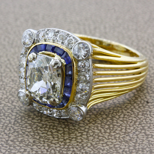 Antique Cartier 3.17 Carat Diamond Gold & Platinum Ring, GIA Certified