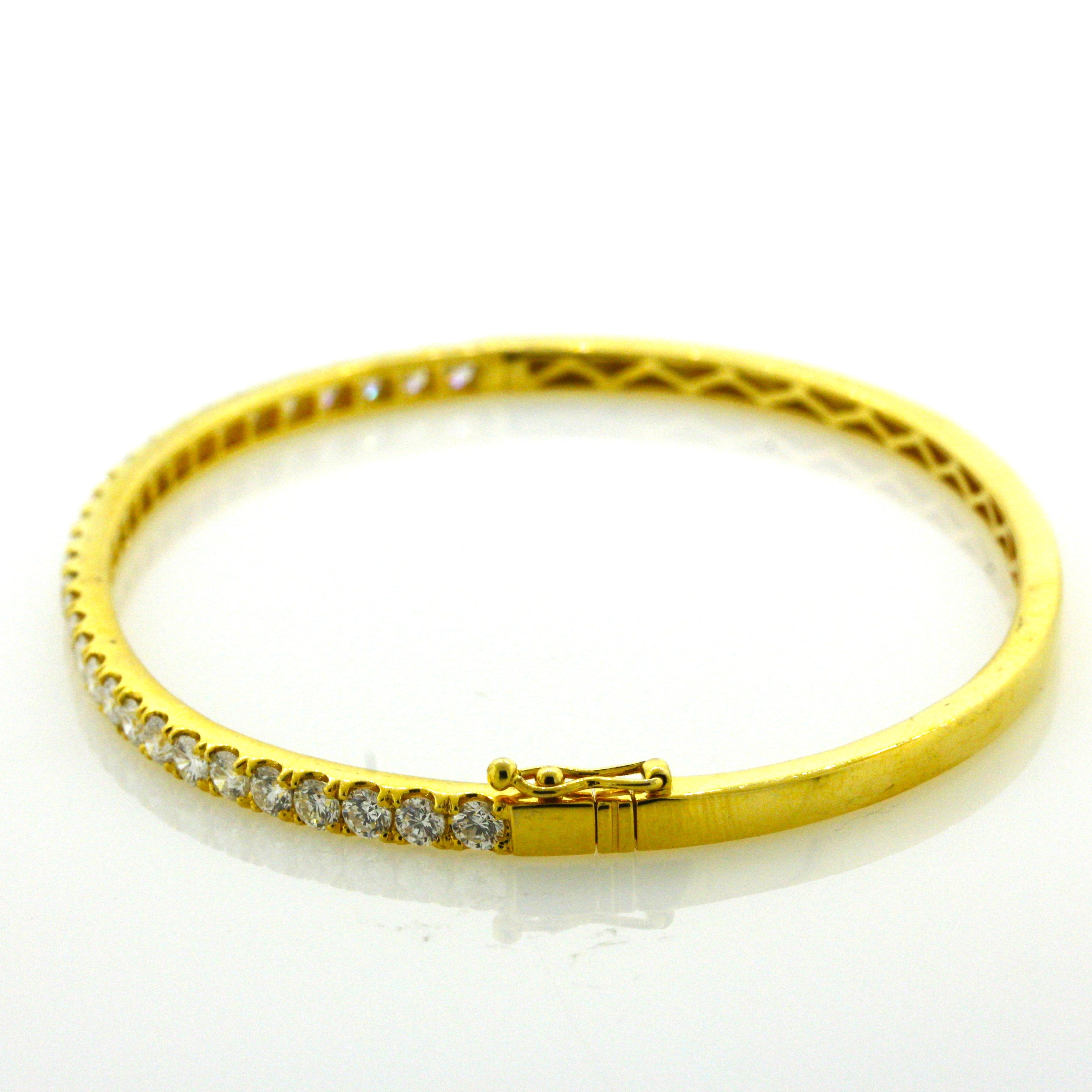 Diamond Half-Eternity Gold Bangle Bracelet