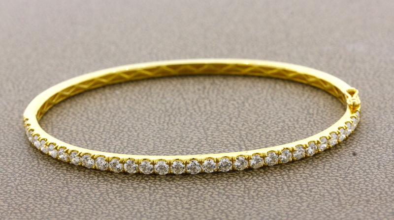 Diamond Half-Eternity Gold Bangle Bracelet