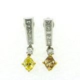 Fancy Colored Diamond Gold & Platinum Drop Earrings