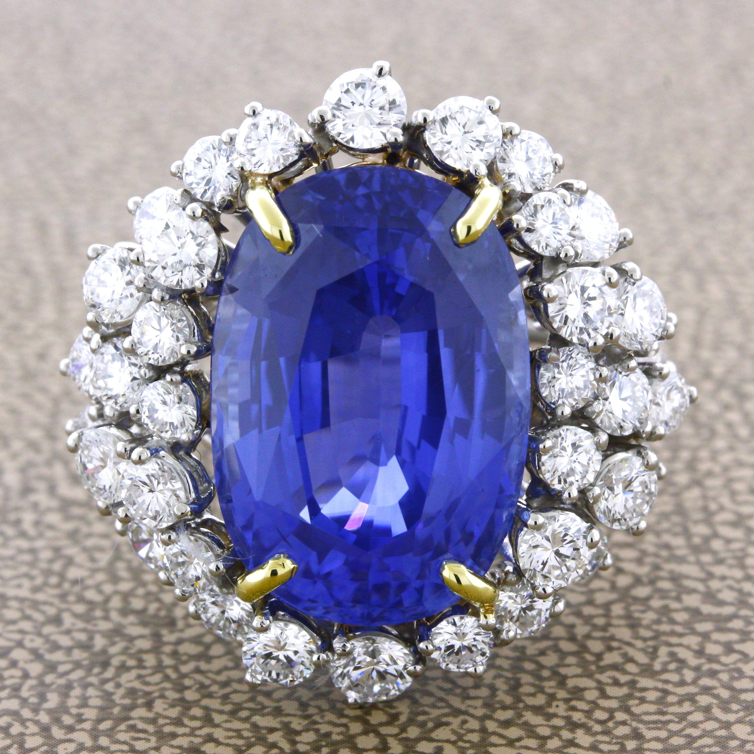 20.17 Carat Ceylon Sapphire Diamond Platinum Cocktail Ring, GIA Certified