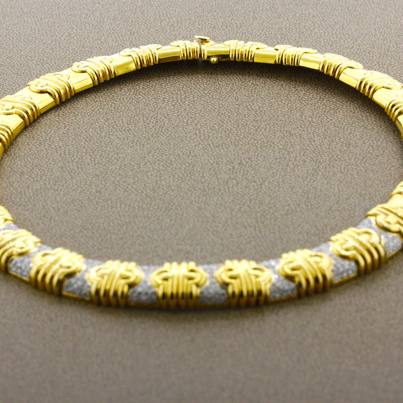 Diamond Gold Link Collar Necklace