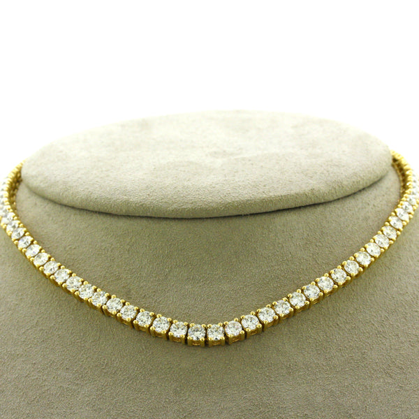 Diamond Gold Choker Tennis Necklace, 13 inches