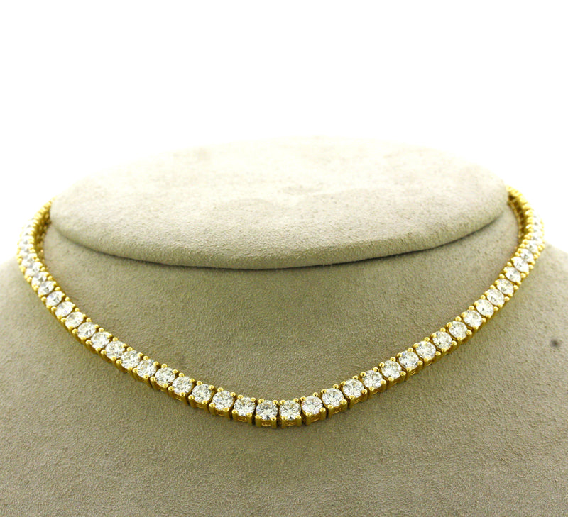 Diamond Gold Choker Tennis Necklace, 13 inches
