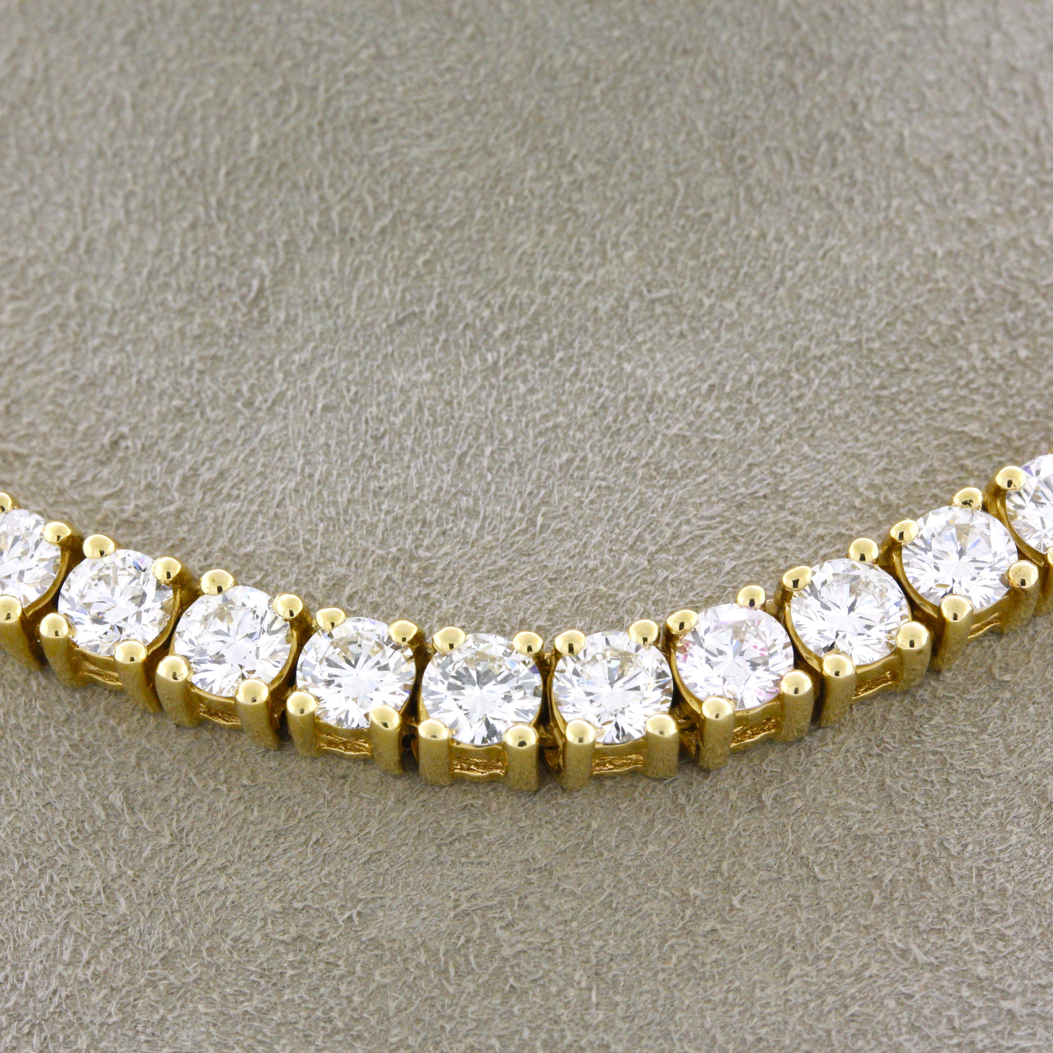 Diamond Gold Choker Tennis Necklace, 13 inches