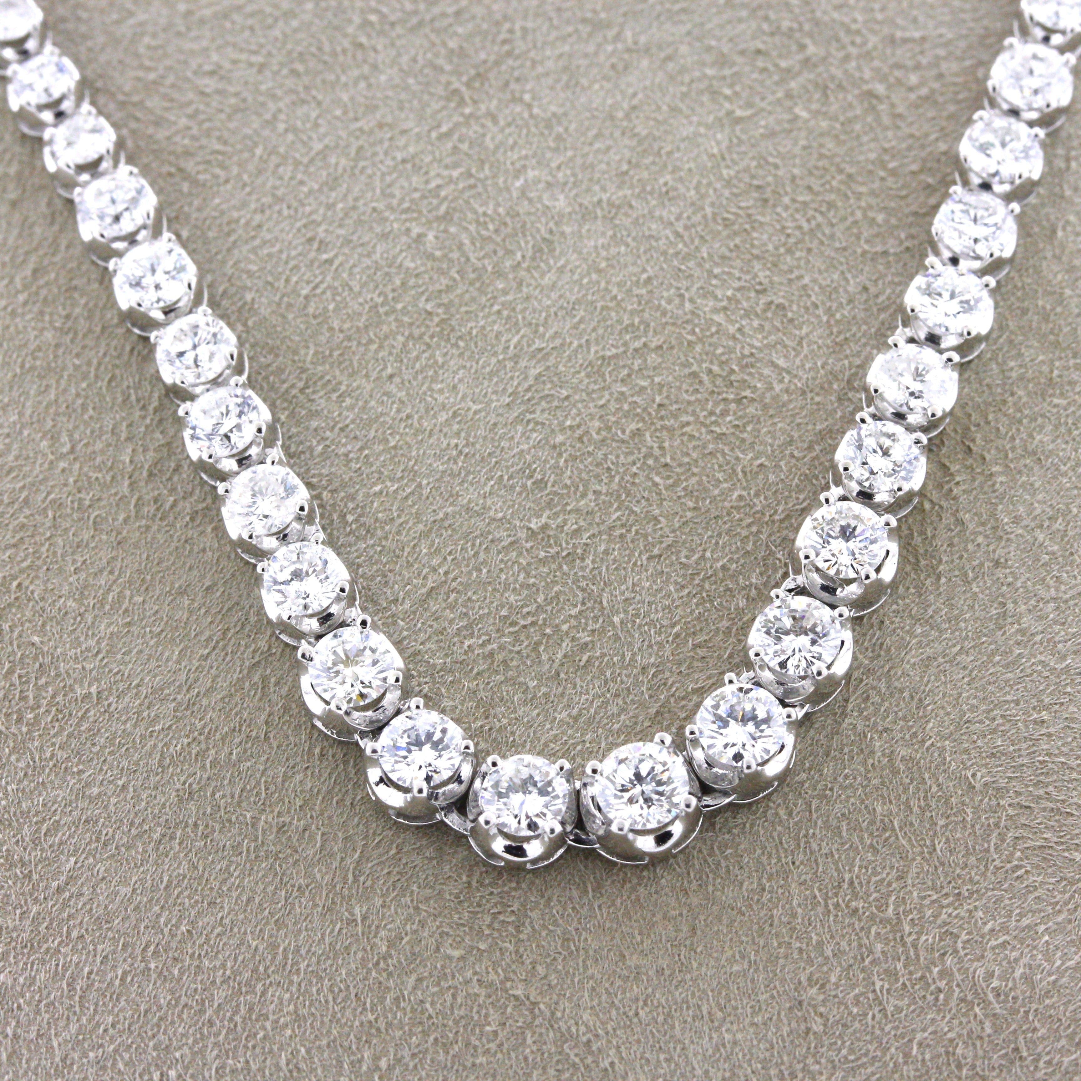 10.00 Carat Diamond Platinum 4-Prong Tennis Necklace