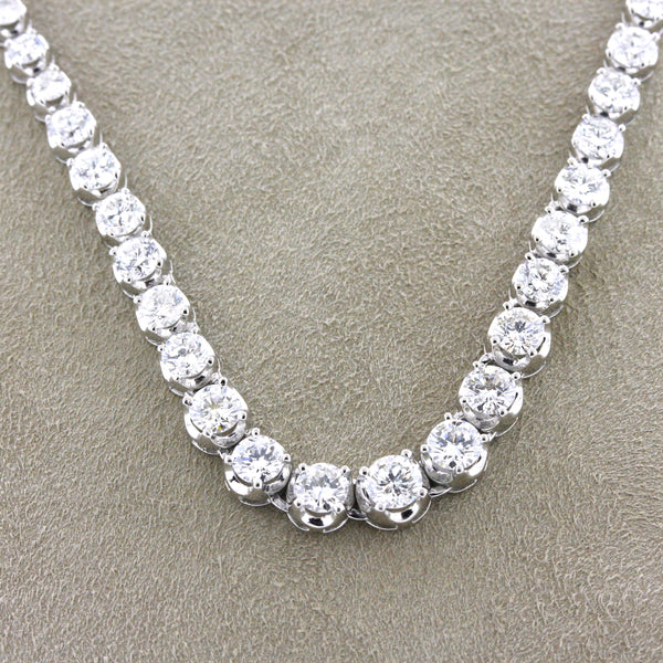10.00 Carat Diamond Platinum 4-Prong Tennis Necklace