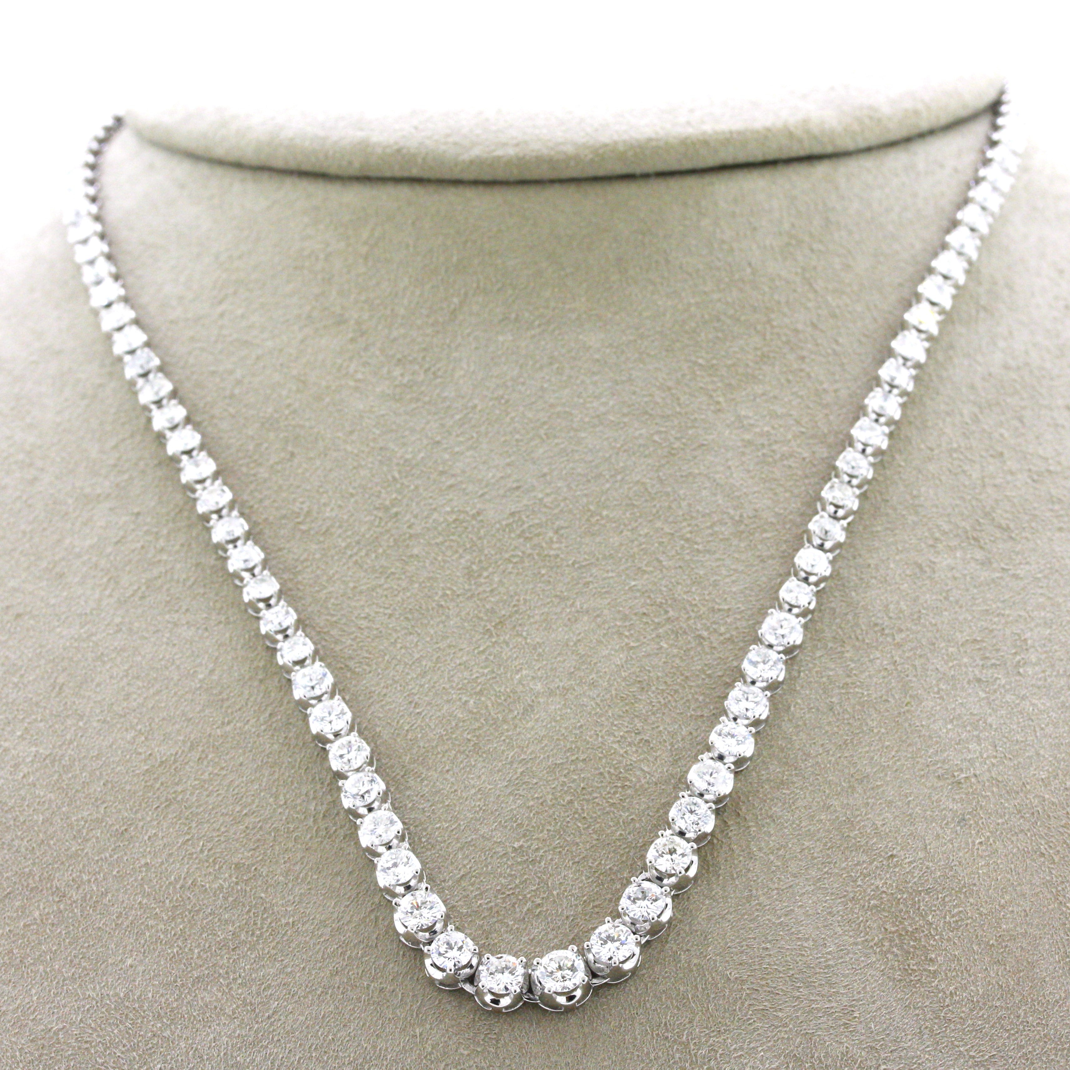 10.00 Carat Diamond Platinum 4-Prong Tennis Necklace