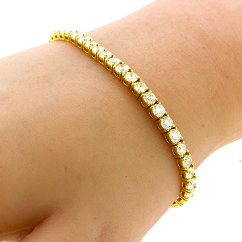 9.68 Carat Diamond Gold 4-Prong Tennis Bracelet