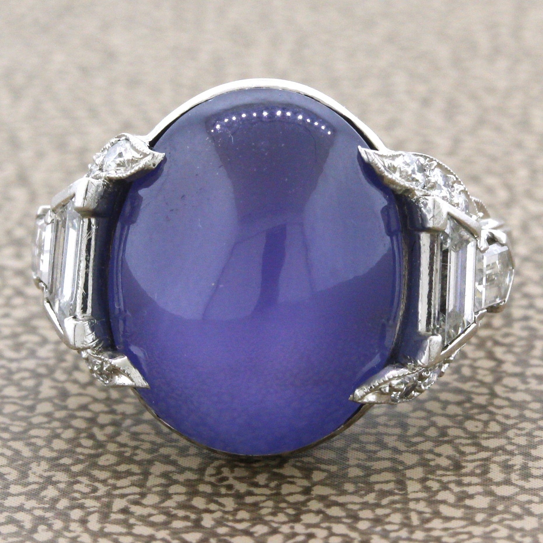 Art Deco Star Sapphire Diamond Platinum Ring