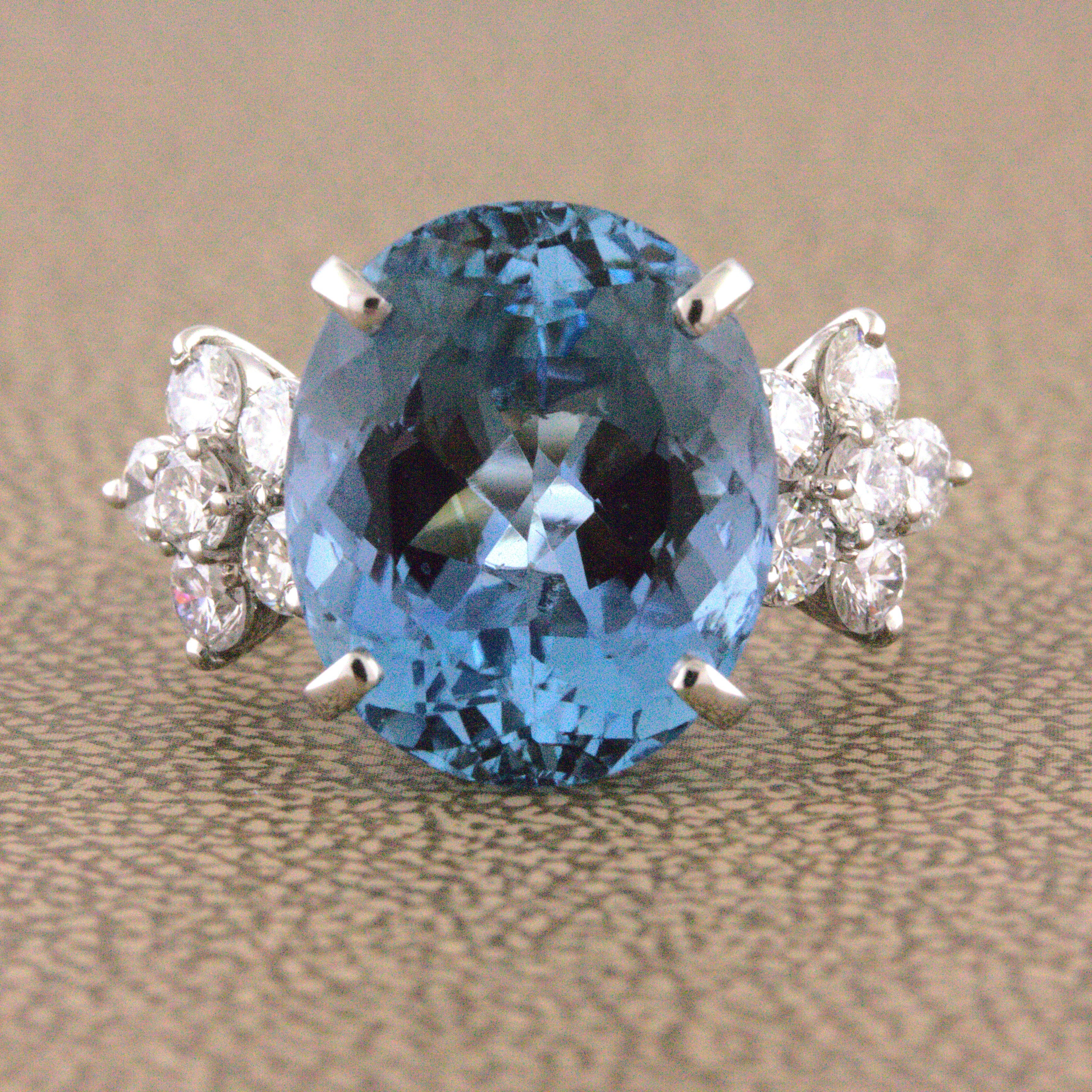 Magnificent Aquamarine Diamond Platinum Ring