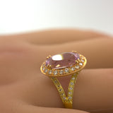 Kunzite Diamond Two-Tone Rose & Yellow Gold Ring
