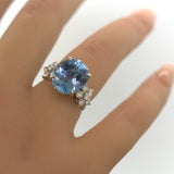Magnificent Aquamarine Diamond Platinum Ring