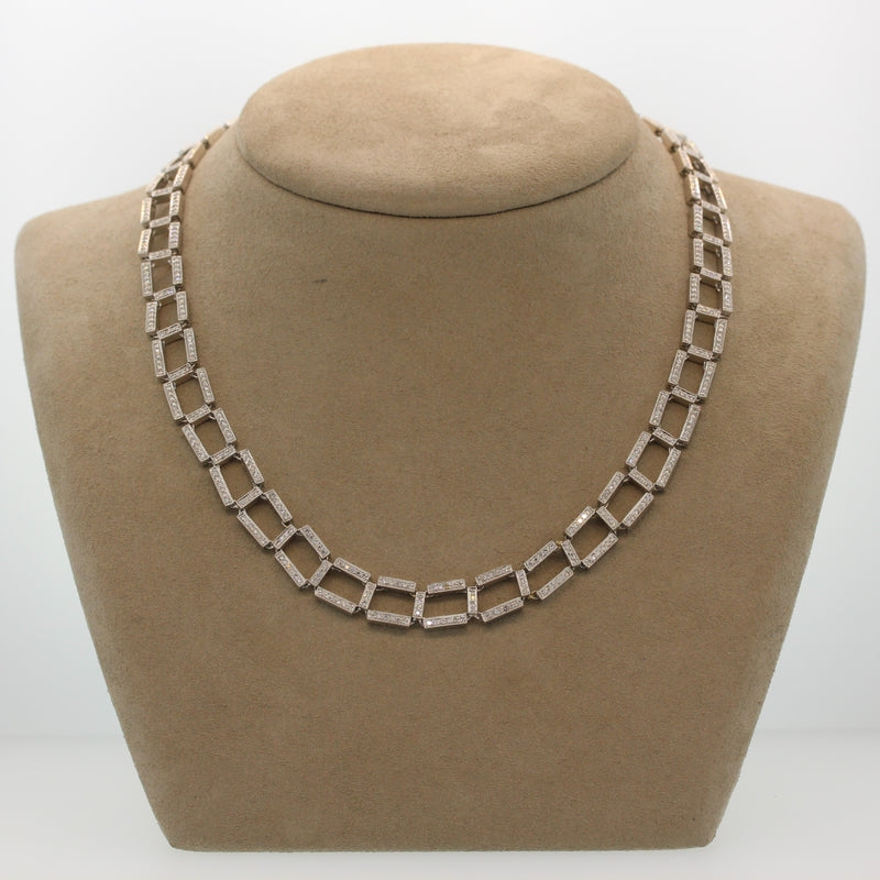 Diamond Platinum Eternity Rectangle Necklace