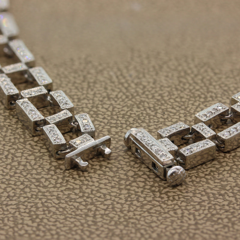 Diamond Platinum Eternity Rectangle Necklace