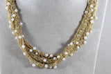 Italian Midcentury Seed Pearl Mesh Gold Necklace