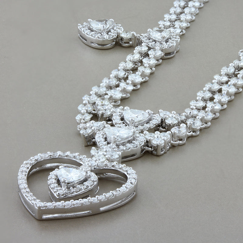 Diamond Gold Chandelier Heart Necklace