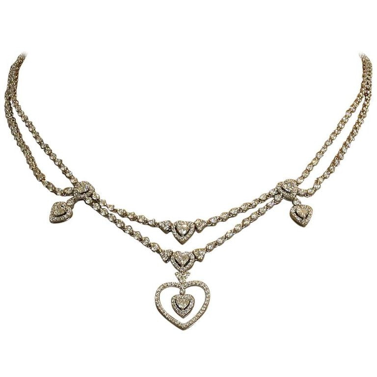 Diamond Gold Chandelier Heart Necklace